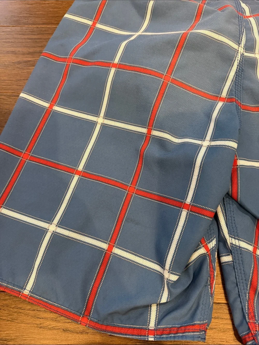Quiksilver Waterman Collection Blue Plaid Swim Trunks Size Large (?)